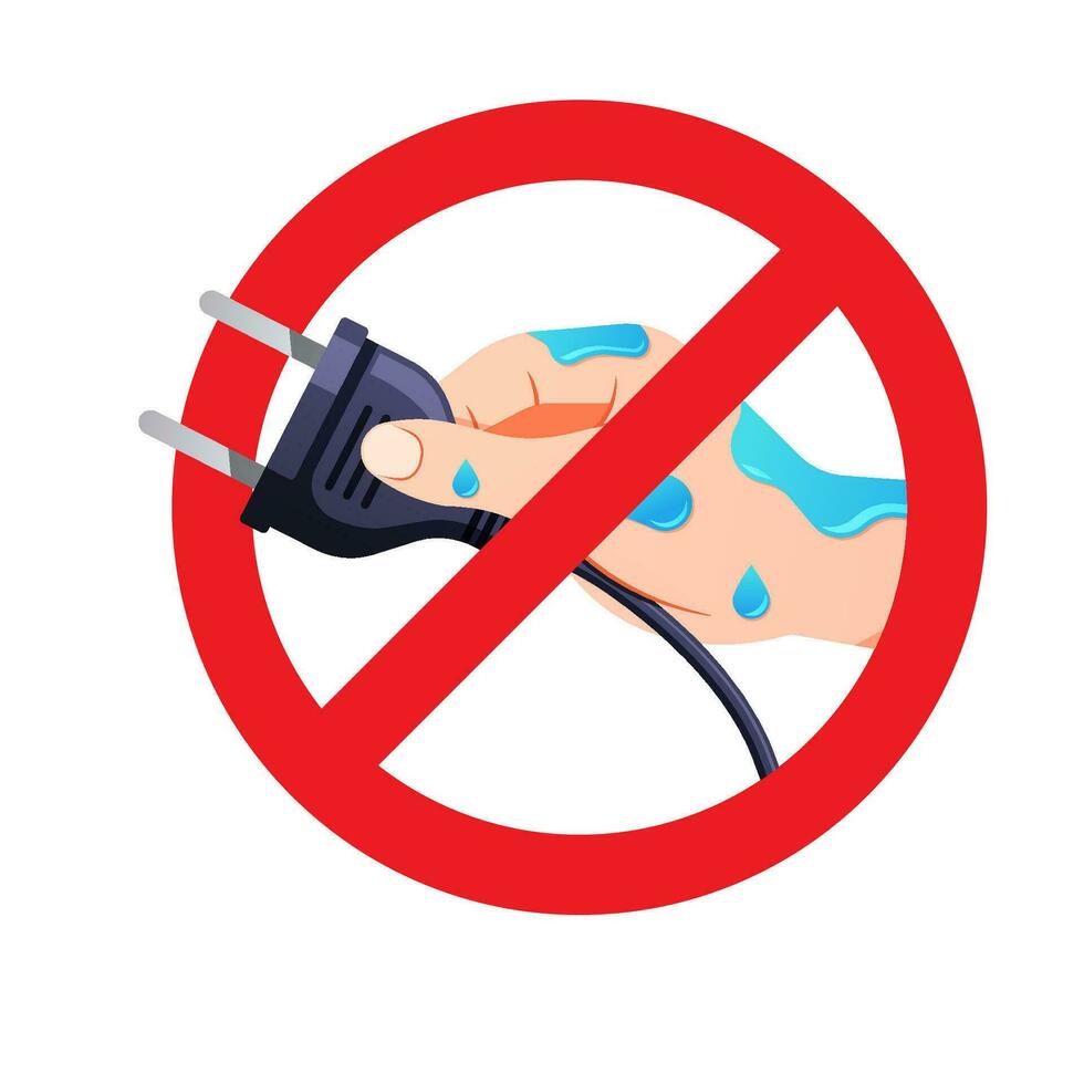 precaución advertencia peligro mojado mano participación eléctrico enchufe  vector 28895054 Vector en Vecteezy