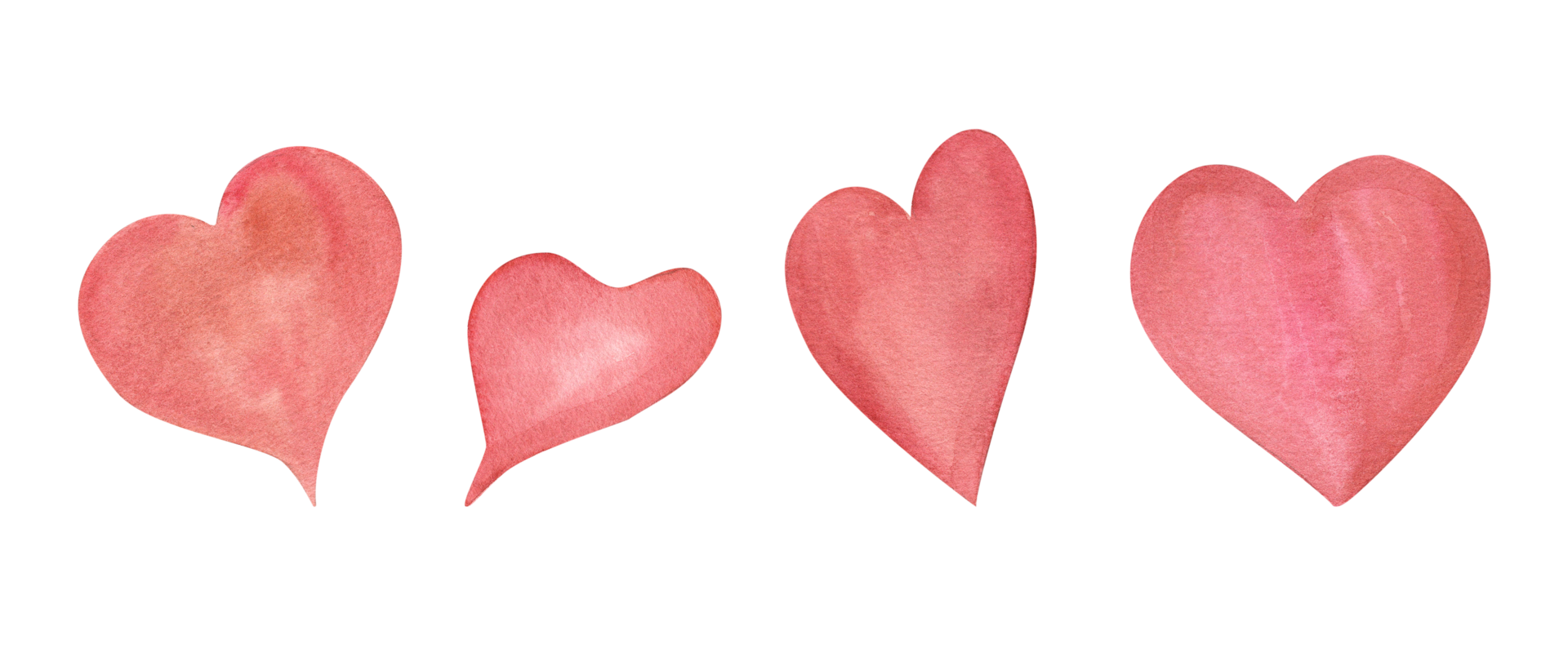 Set of romantic pink hearts. Watercolor illustration for Save the date, Valentines day, birthday and mothers day cards, wedding invitation, postcard png