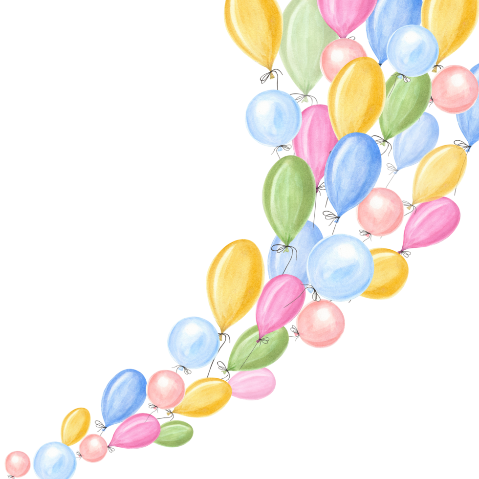 Aquarell bunt Ballons. zum speichern das Datum, Valentinsgrüße Tag, Geburtstag und Mütter Tag Karten, Hochzeit Einladung png