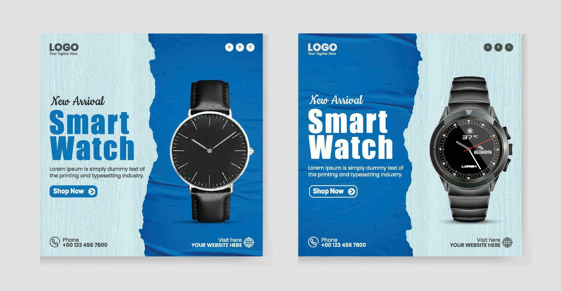 Smart watch banner social media post design, ads banner template vector