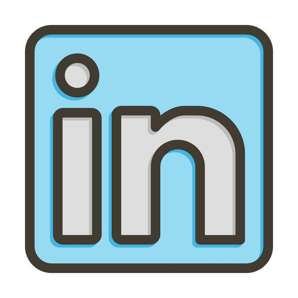 Linkedin Vector Thick Line Filled Colors Icon For Personal And Commercial Use.
