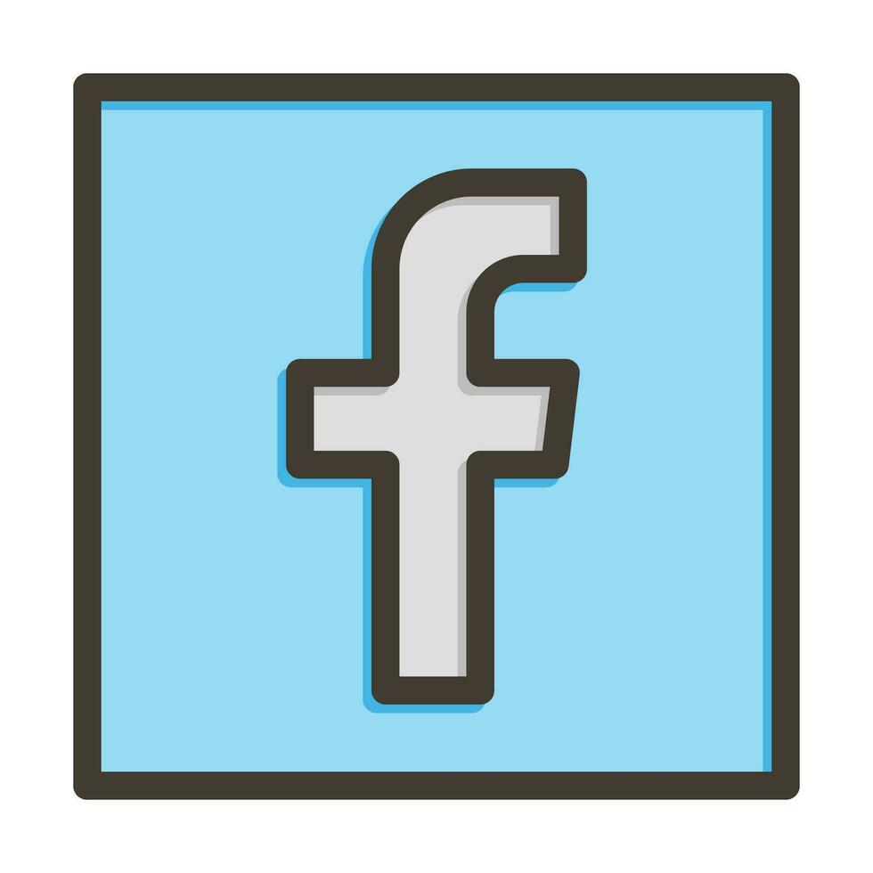 Facebook Vector Thick Line Filled Colors Icon For Personal And Commercial Use.