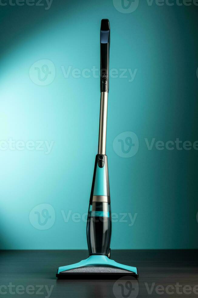 Contemporary cleaning gadget displayed against austere backdrop background with empty space for text photo