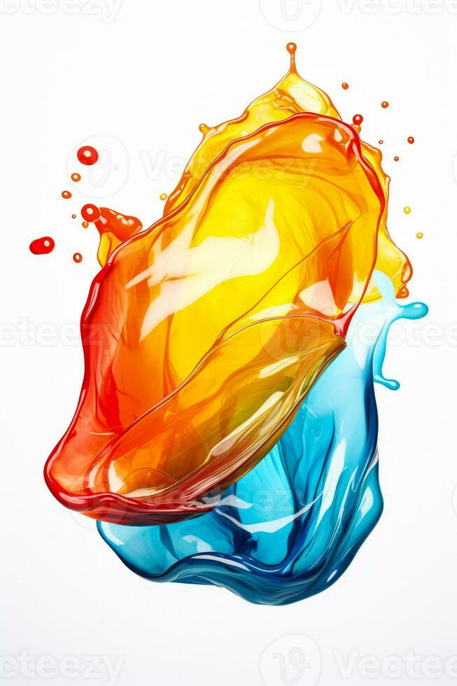 Colorful single use detergent pod artistically displayed isolated on a white background photo