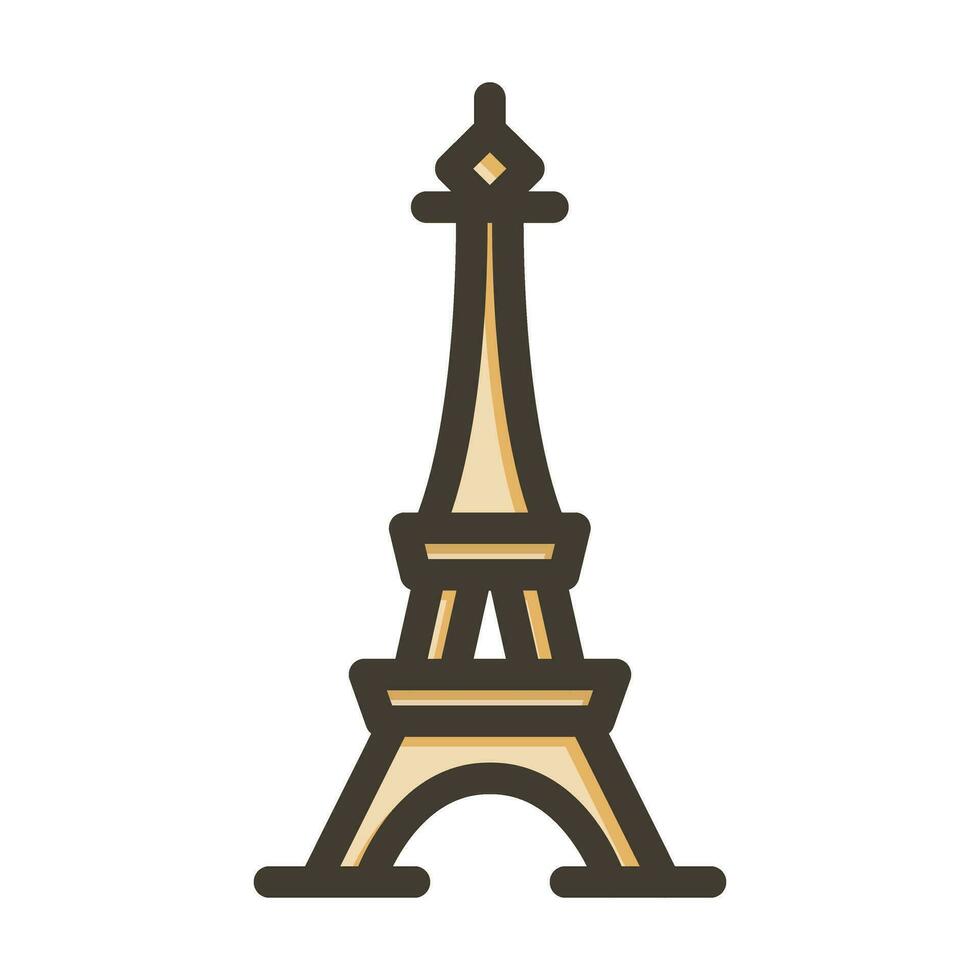 eiffel vector grueso línea lleno colores icono para personal y comercial usar.