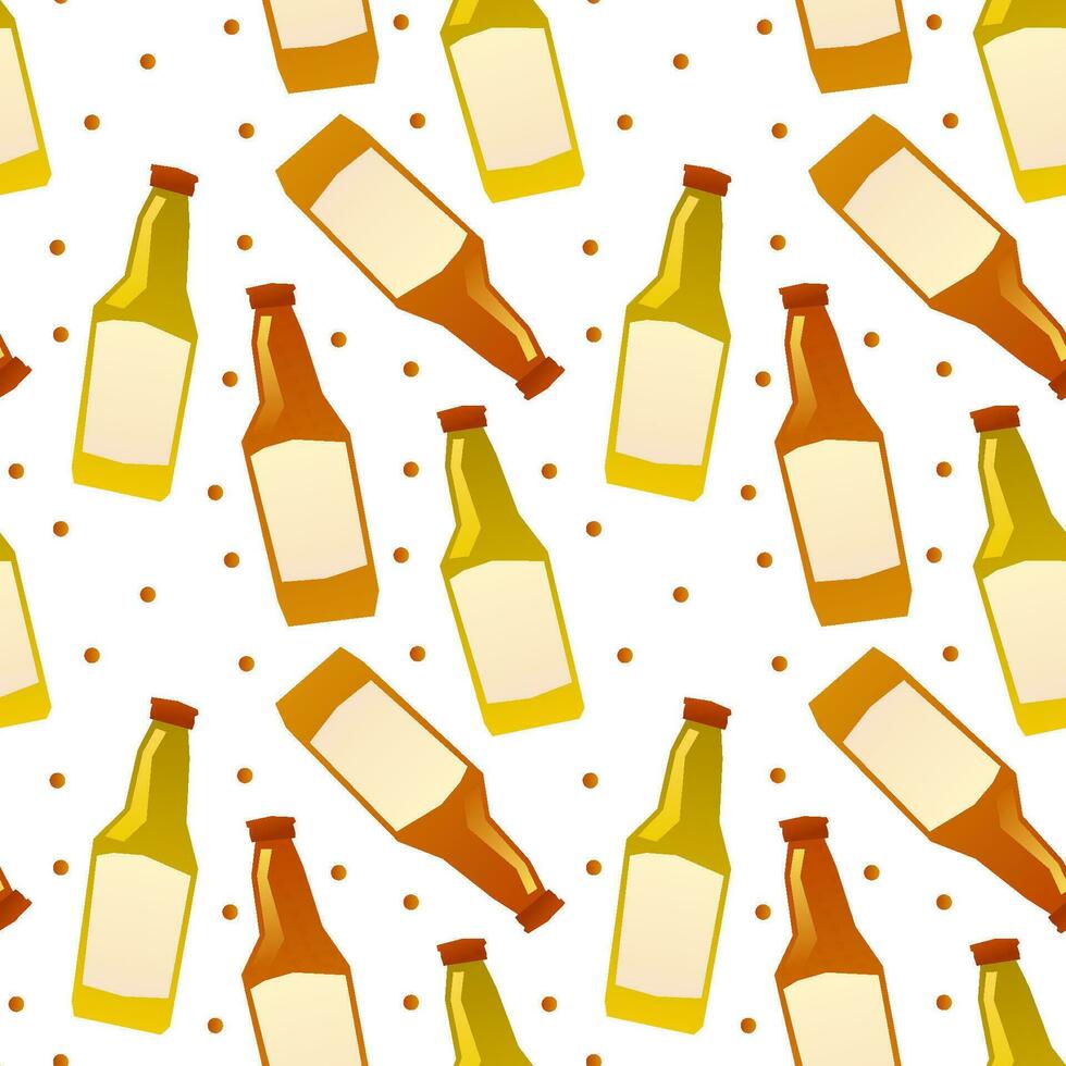 Patterning of draft beer mugs with foam on white background. Continuous repeat pattern vector