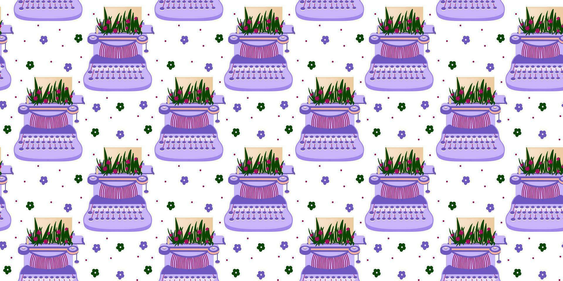 Typewriter with colors seamless pattern. Colorful hand drawn illustration. Design overlapping background vector. Decorative wallpaper, good for printing vector