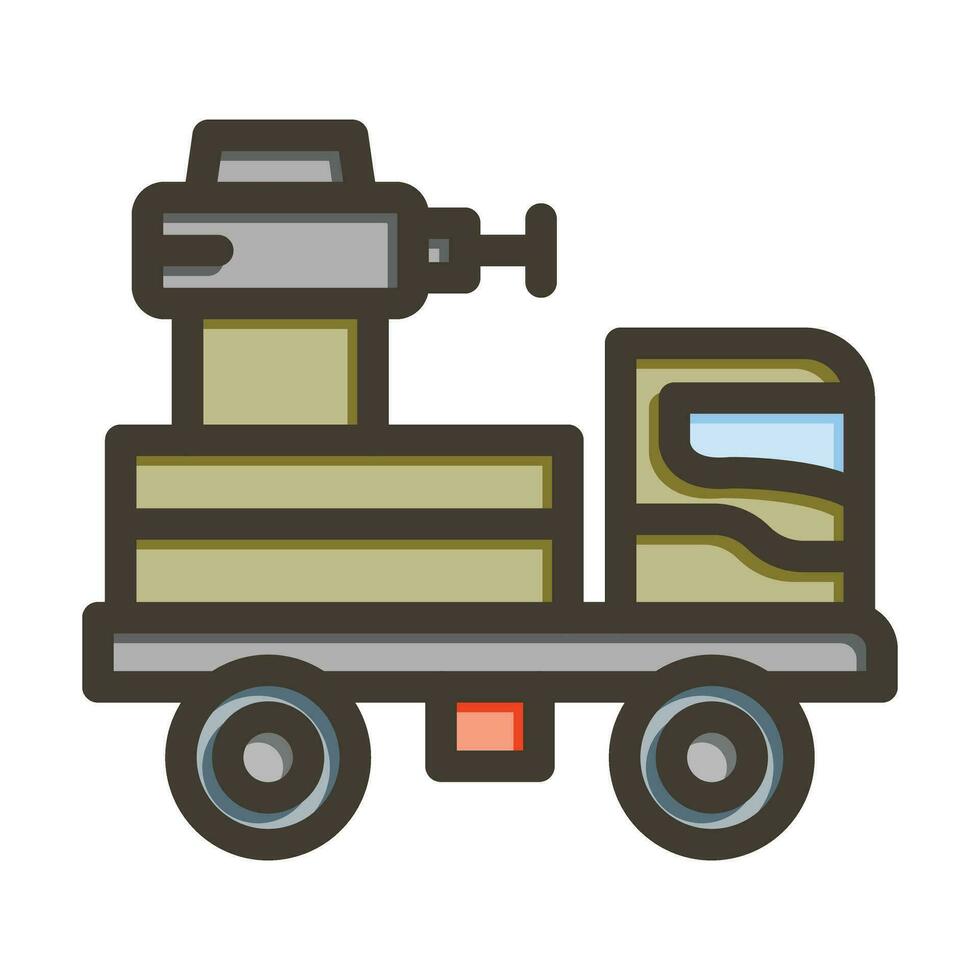 Armored Vehicle Vector Thick Line Filled Colors Icon For Personal And Commercial Use.