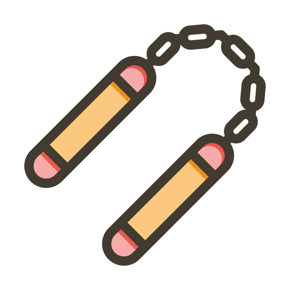 nunchaku vector grueso línea lleno colores icono para personal y comercial usar.