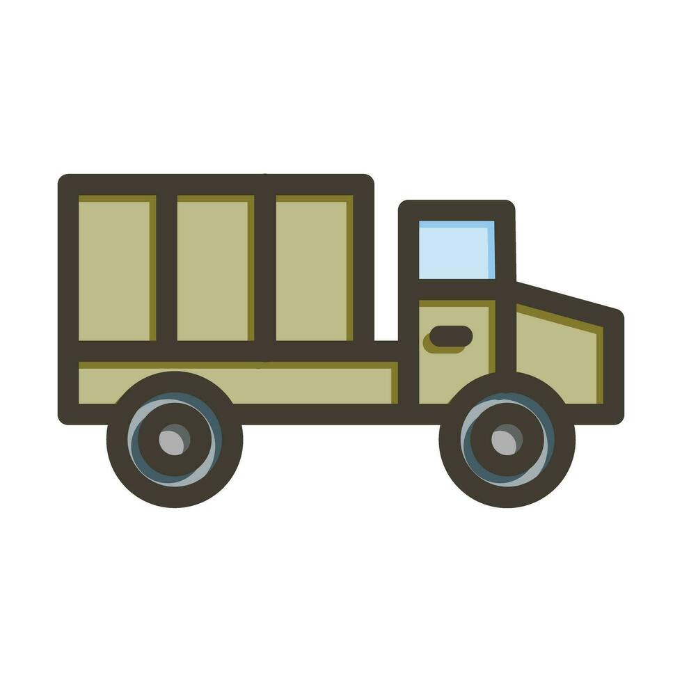 Military Truck Vector Thick Line Filled Colors Icon For Personal And Commercial Use.