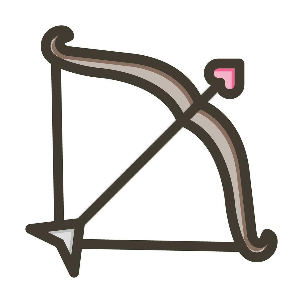 Bow And Arrow Vector Thick Line Filled Colors Icon For Personal And Commercial Use.