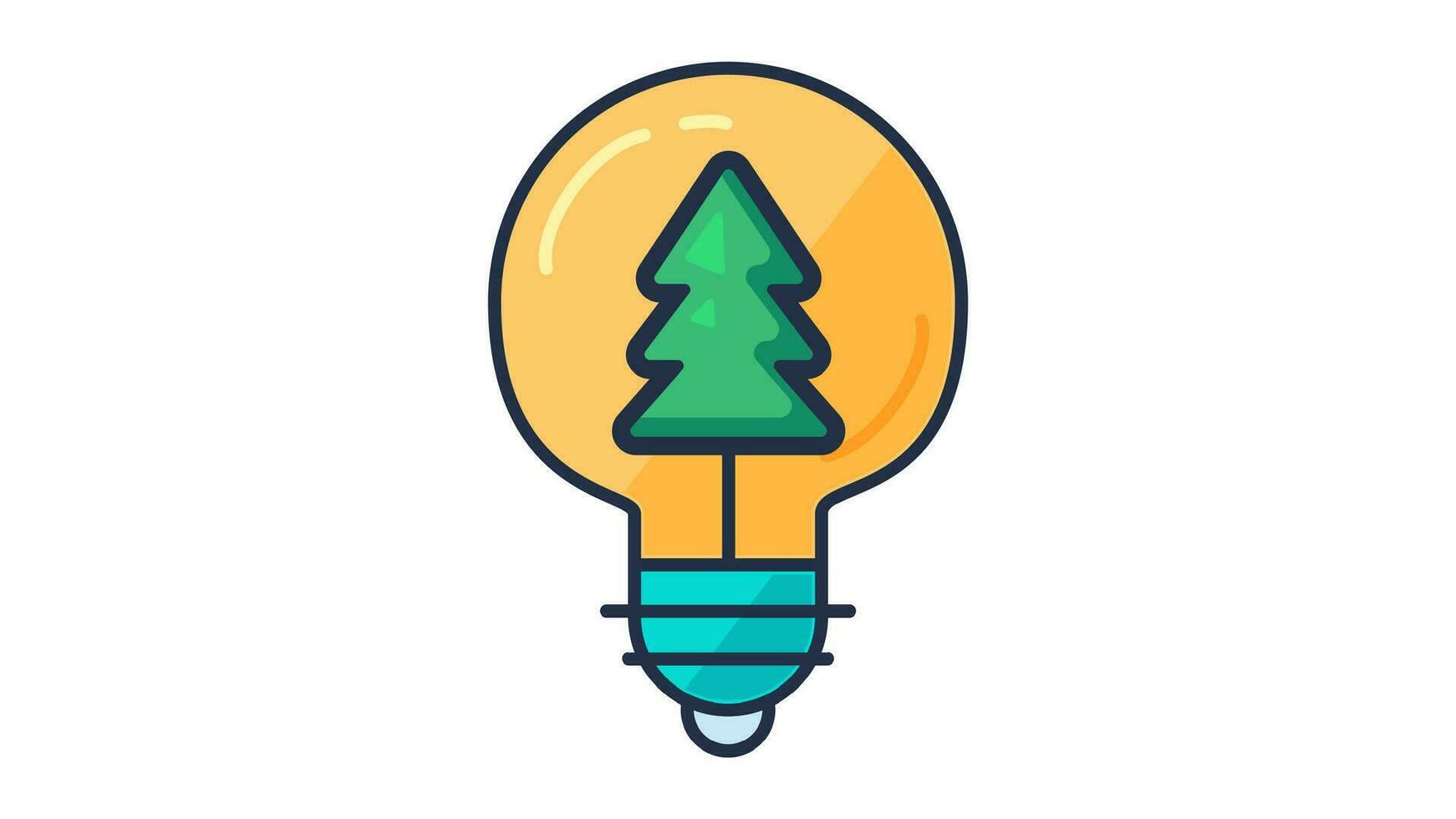 Evergreen Spruce Tree Inside Electric Light Bulb vector