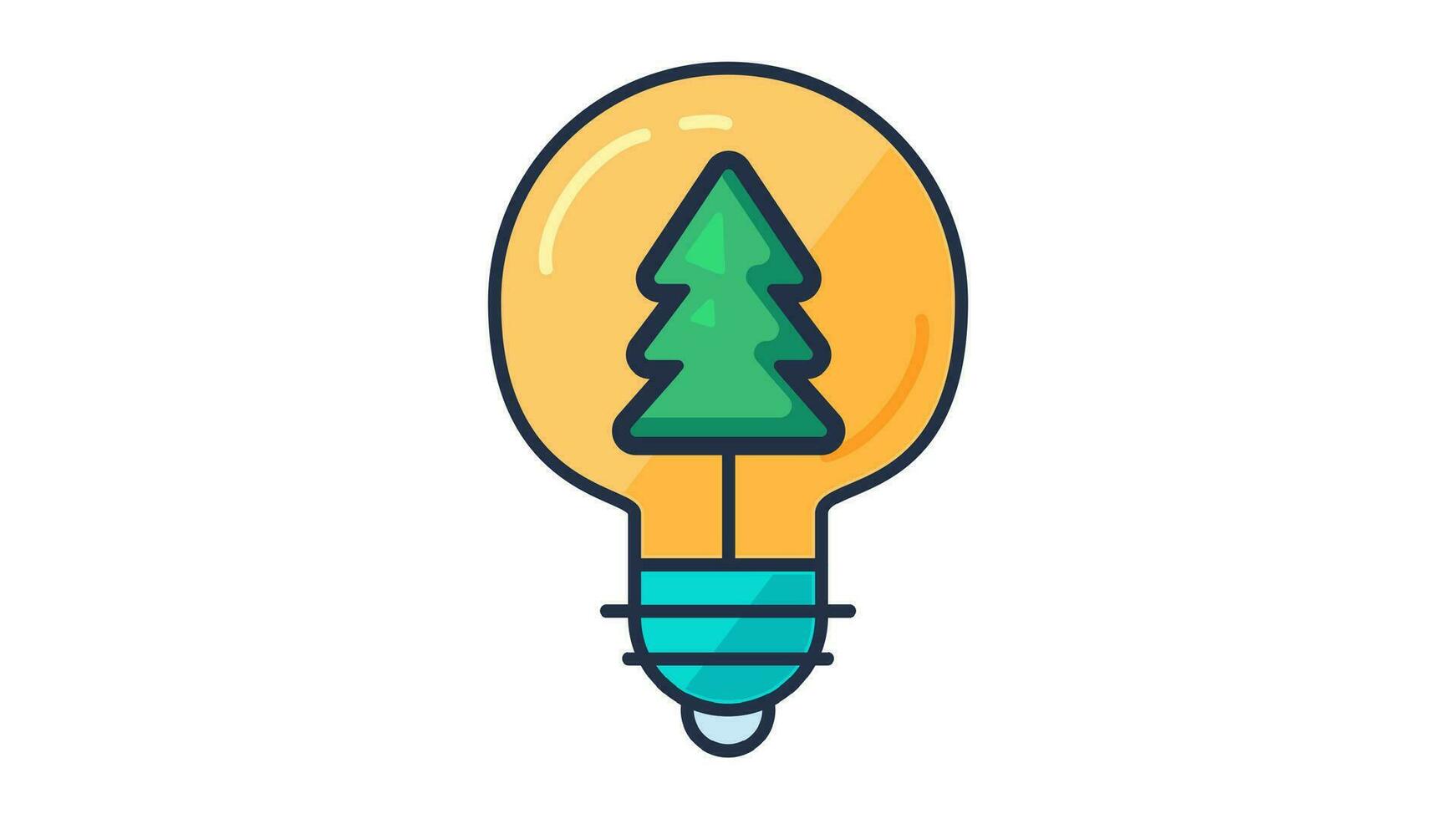 Evergreen Spruce Tree Inside Electric Light Bulb vector