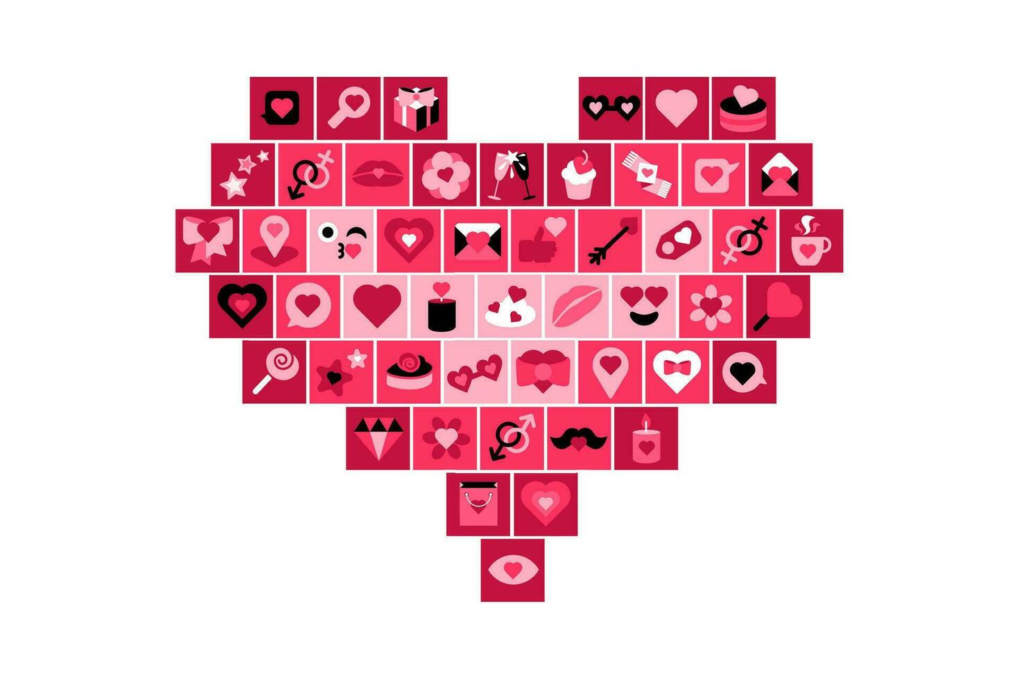 Love Heart Dating Pink Icon Collage vector