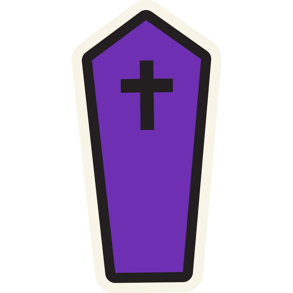 Halloween Stroked Wooden Coffin Deceased Sticker vector