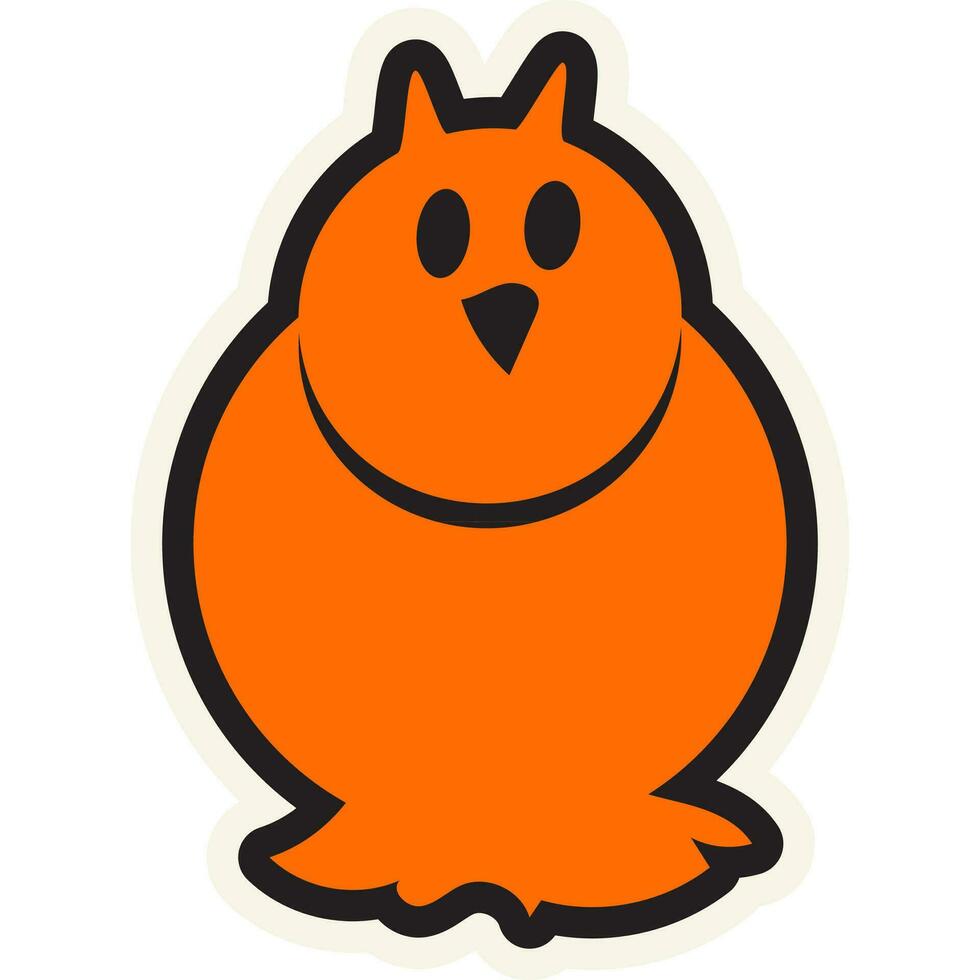 Halloween Stroked Orange Magical Owl Sticker vector