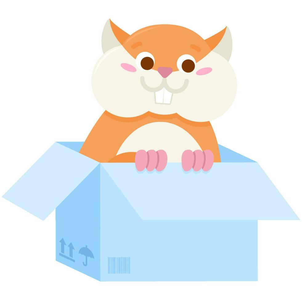 Homeless Hamster in Cardboard Box Concept vector