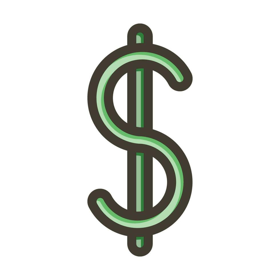 Dollar Symbol Vector Thick Line Filled Colors Icon For Personal And Commercial Use.