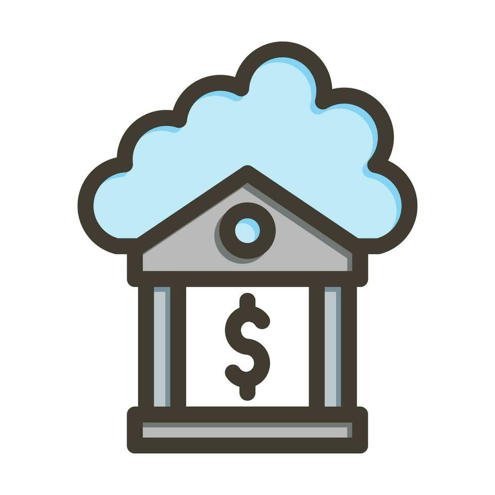 Cloud Banking Vector Thick Line Filled Colors Icon For Personal And Commercial Use.