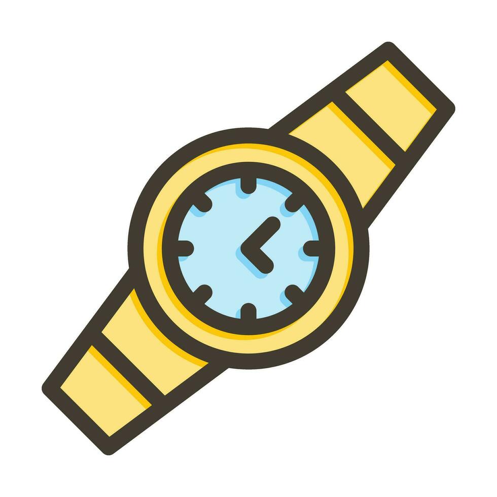 Wristwatch Vector Thick Line Filled Colors Icon For Personal And Commercial Use.