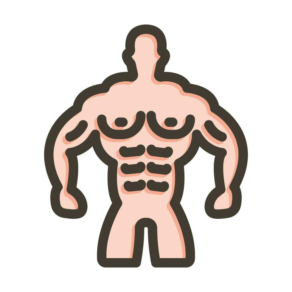Muscle Man Vector Thick Line Filled Colors Icon For Personal And Commercial Use.