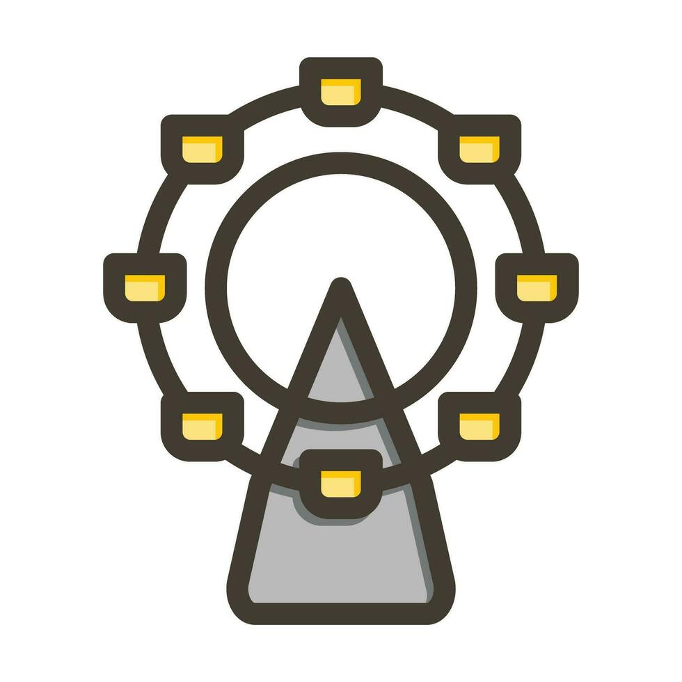 Ferris Wheel Vector Thick Line Filled Colors Icon For Personal And Commercial Use.