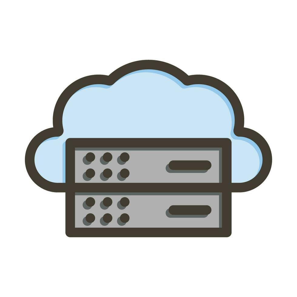 Cloud Server Vector Thick Line Filled Colors Icon For Personal And Commercial Use.