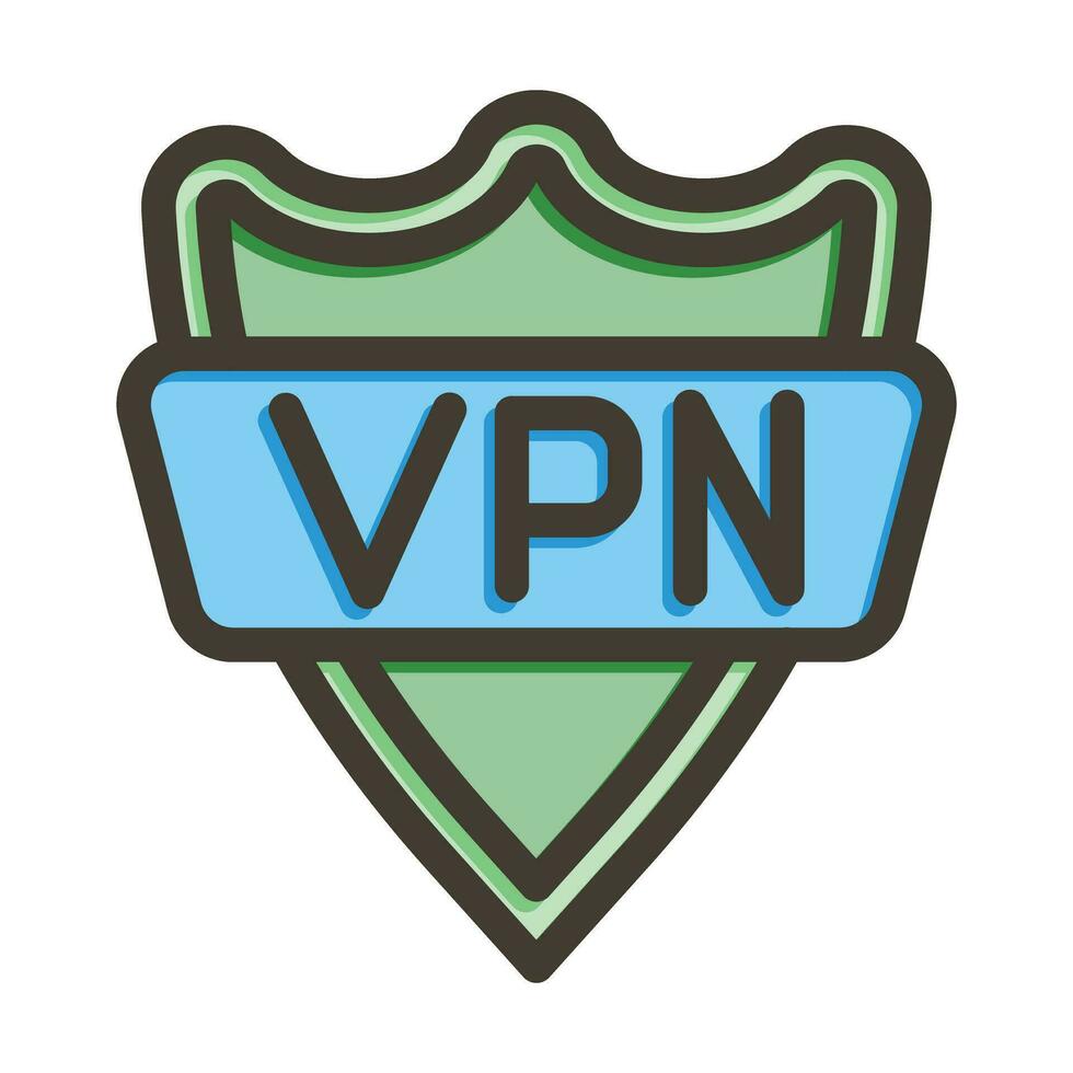 Vpn Vector Thick Line Filled Colors Icon For Personal And Commercial Use.