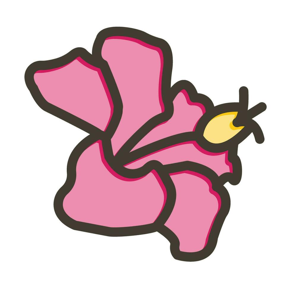 Hibiscus Vector Thick Line Filled Colors Icon For Personal And Commercial Use.