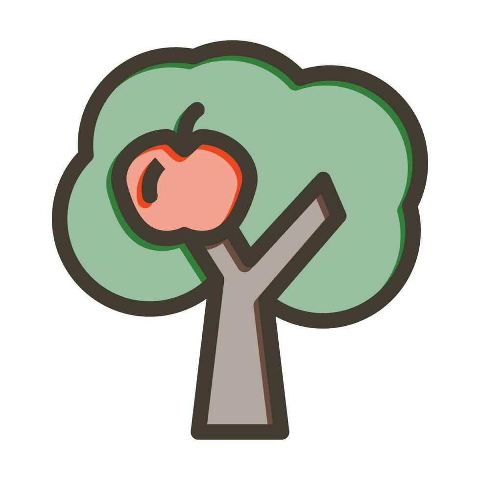 Apple Tree Vector Thick Line Filled Colors Icon For Personal And Commercial Use.