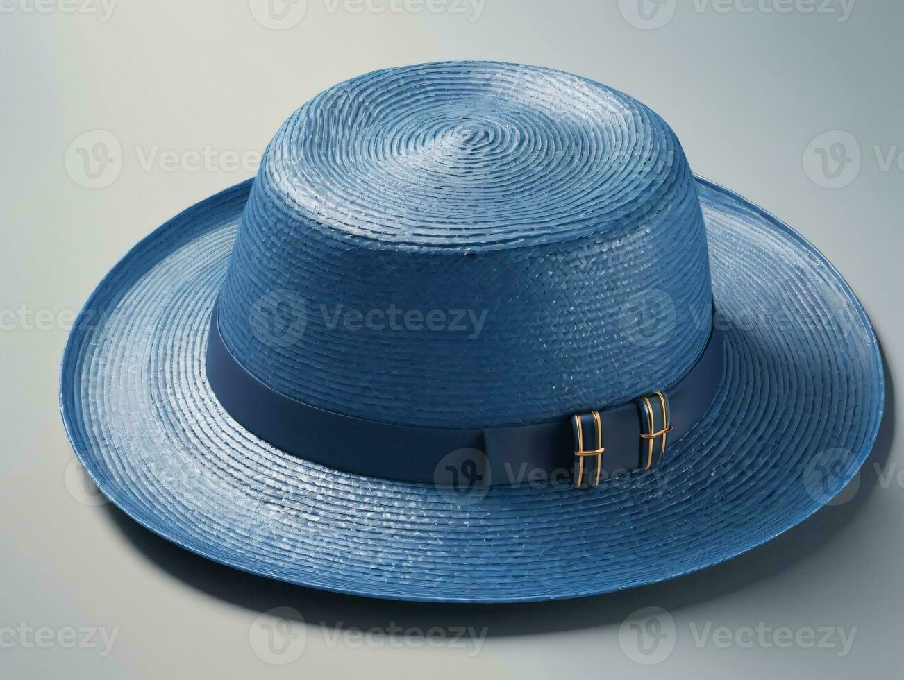 A Blue Hat With A Ribbon Around The Brim. AI Generated photo
