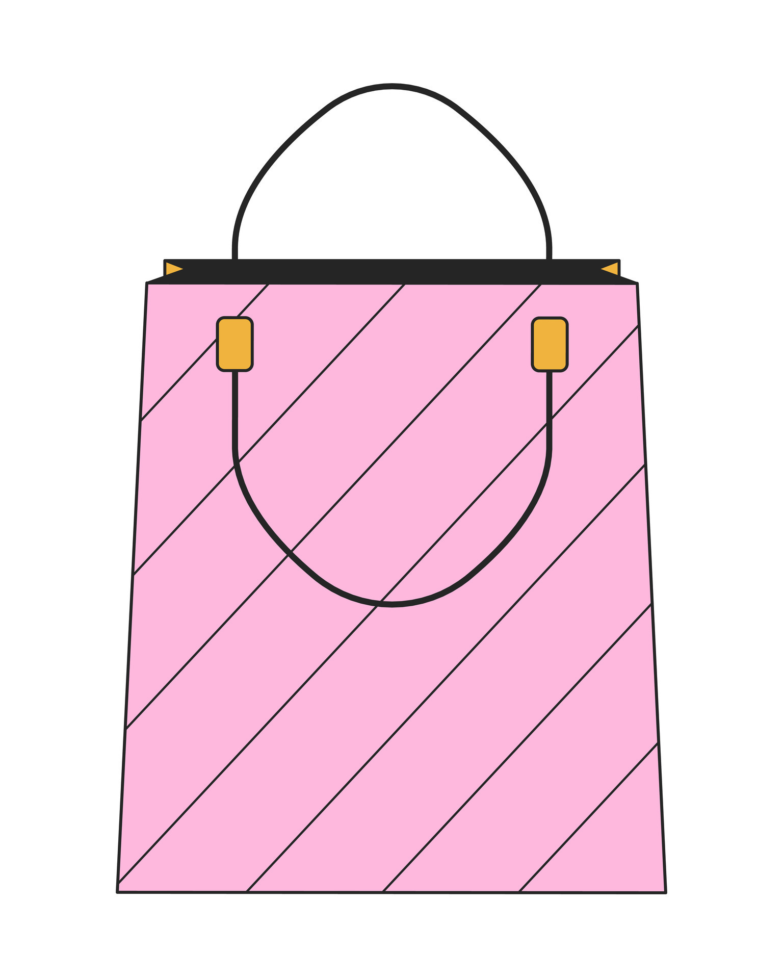 Paper shopping bag with handles 2D linear cartoon object