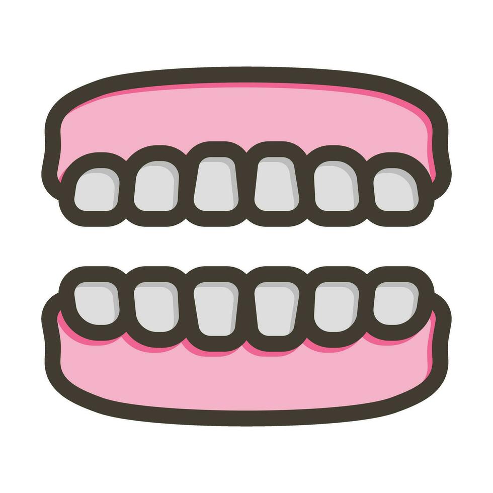dentadura vector grueso línea lleno colores icono para personal y comercial usar.