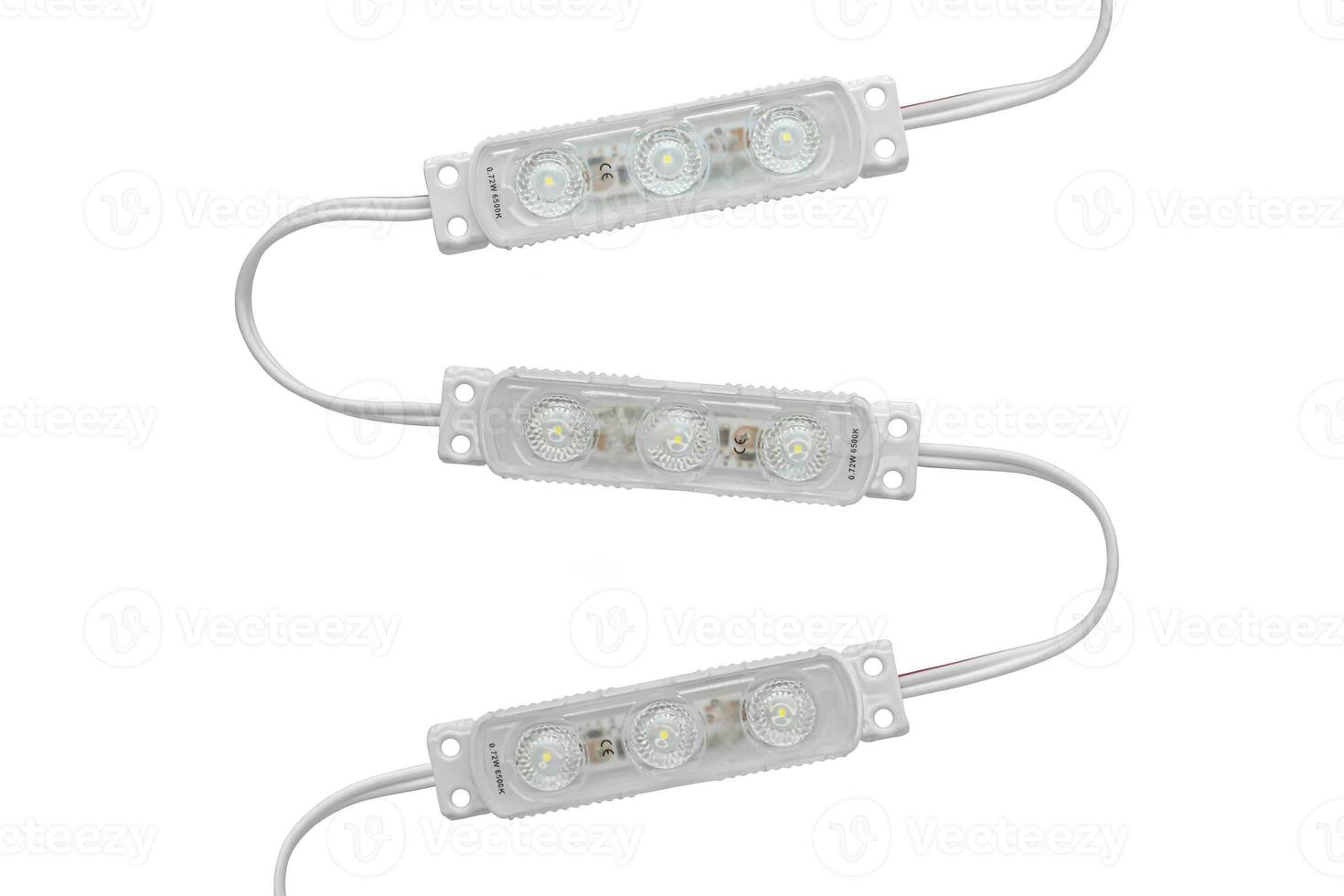Led module with optical lens on isolated white background photo