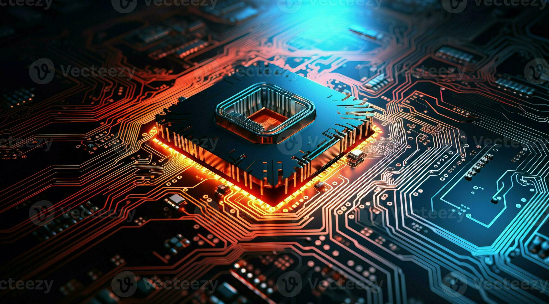 Futuristic Hightech Concept circuit board generated by AI photo