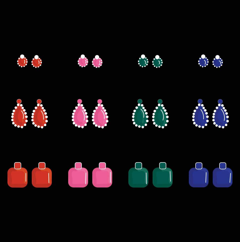 Earrings Set Hand Drawn Illustration vector