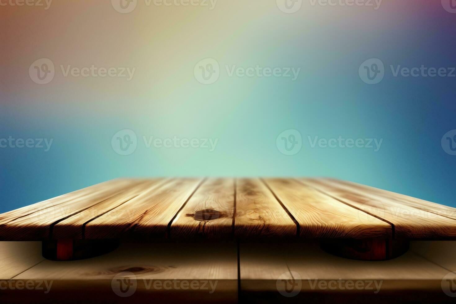 A Wooden Table With A Blurry Background. AI Generated photo