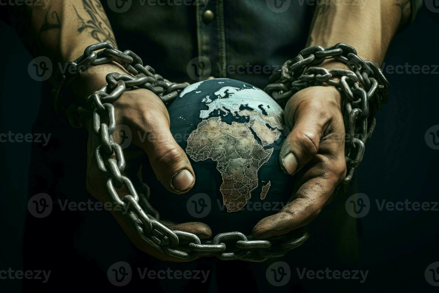 World globe in hands. Generate Ai photo