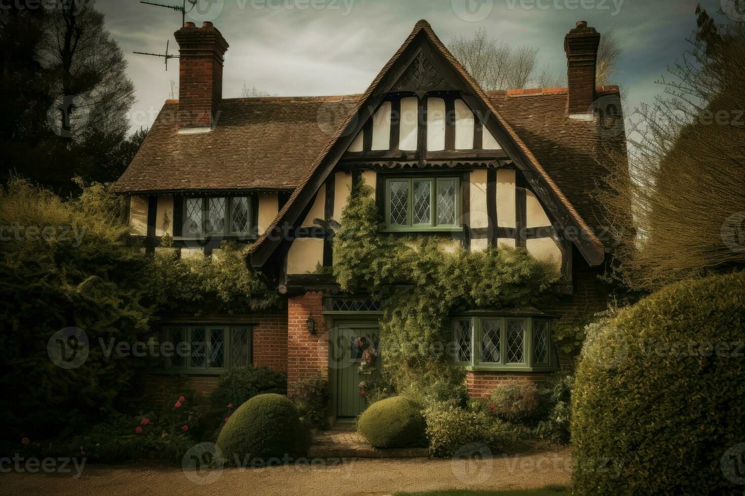 Tudor house style. Generate Ai photo