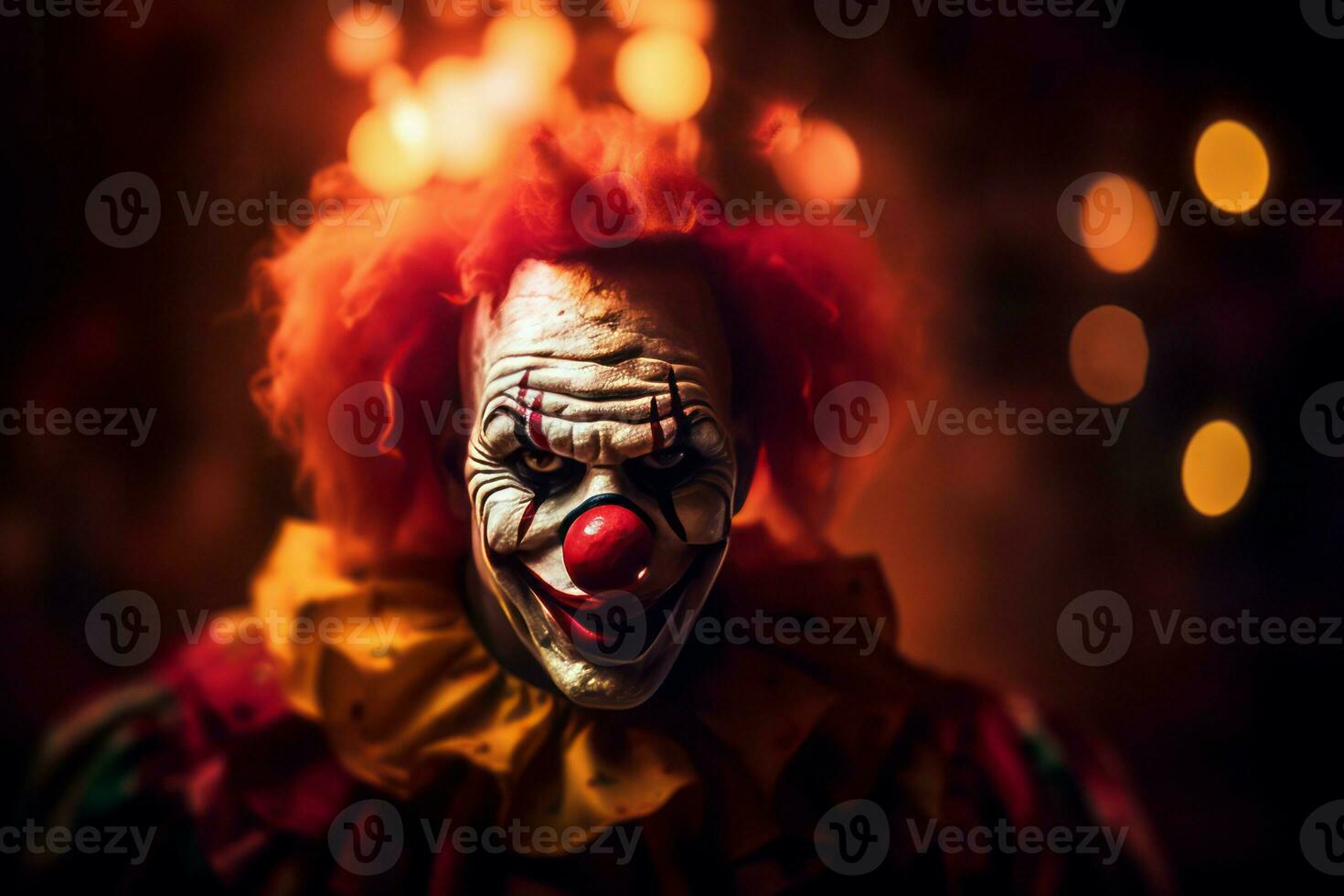 Scary clown glowing. Generate Ai photo