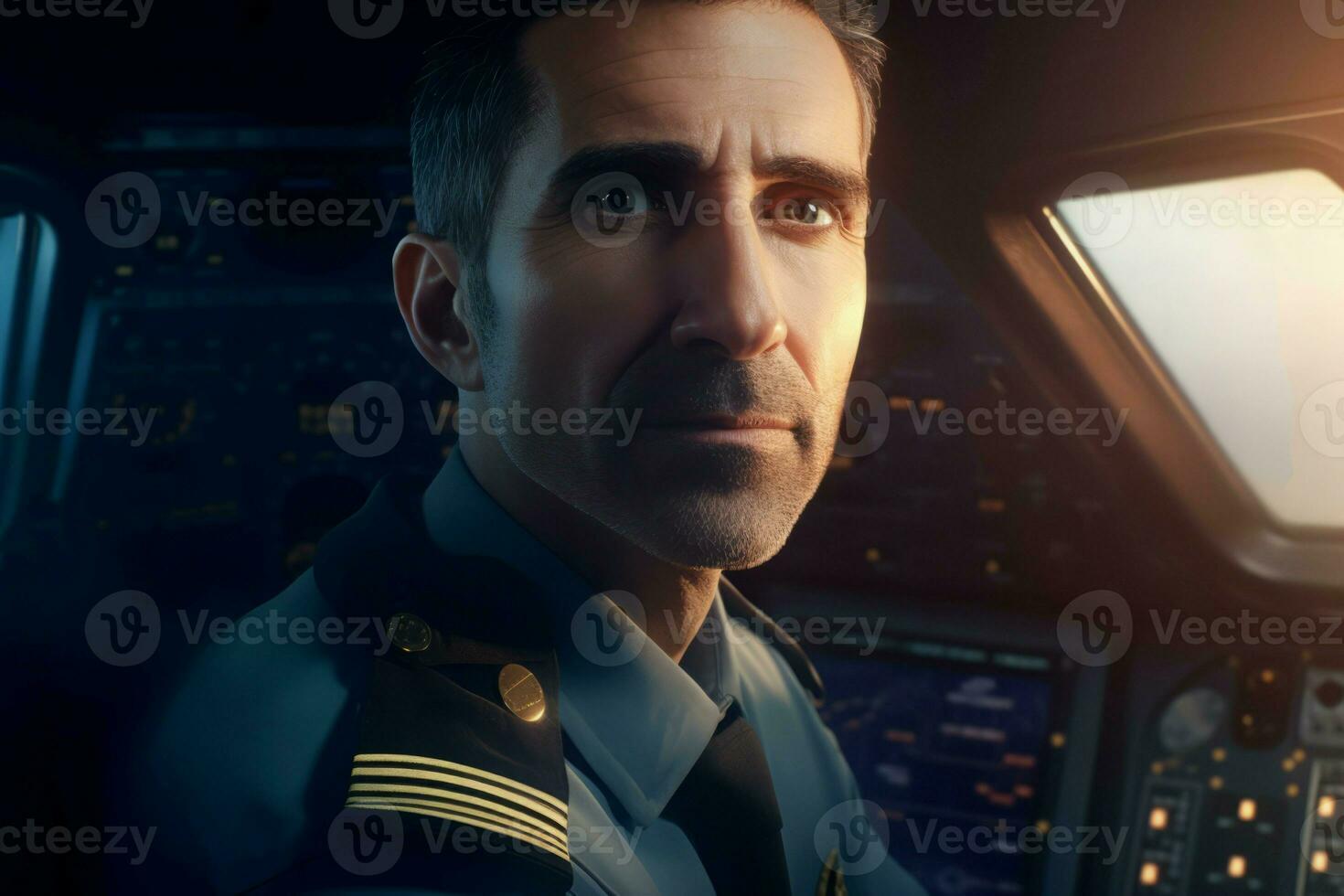 Male captain airplane flying. Generate Ai photo