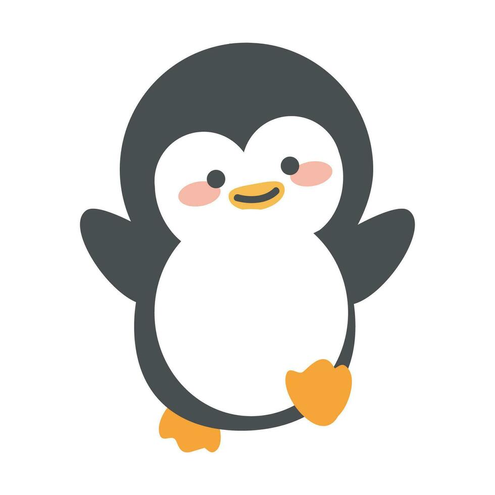 contento pingüino dibujos animados plano vector
