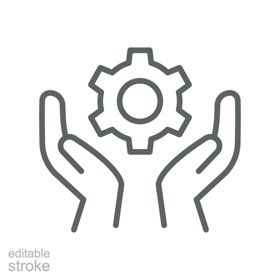 habilidad capacidad icono. experto empleado. engranaje y mano símbolo de talentos habilidades. liderazgo capacidad, competencia contorno estilo. editable carrera vector ilustración diseño en blanco antecedentes. eps 10