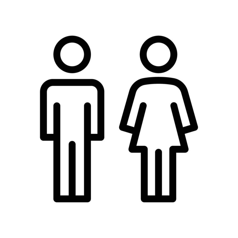 male and female icon, toilet, woman, people, sign, outline style. Bathroom Sign. Symbols of man and women. Partner gender logo. Vector illustration design on white background. EPS 10