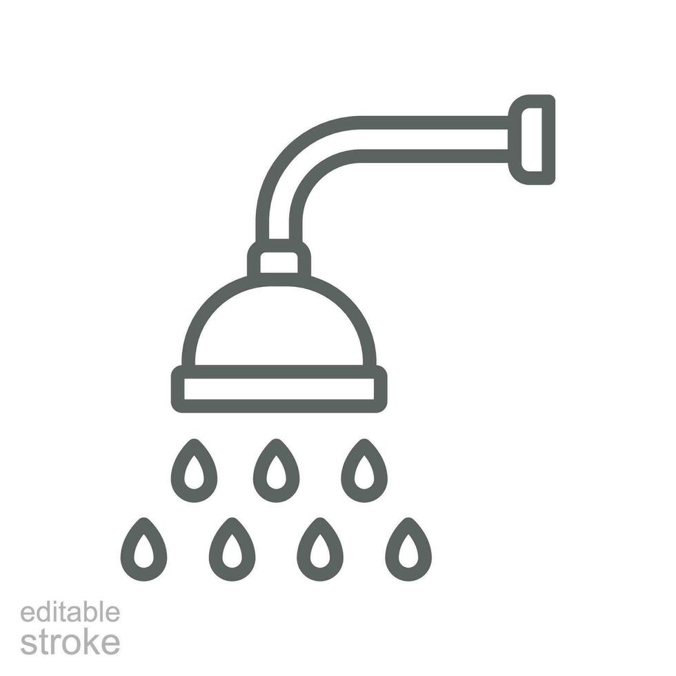 ducha icono. cabezales de ducha sencillo con agua gotas, ducha cabeza, baño, bañera hora firmar para tu web sitio y móvil aplicaciones editable ataque. línea vector ilustración diseño en blanco antecedentes. eps 10