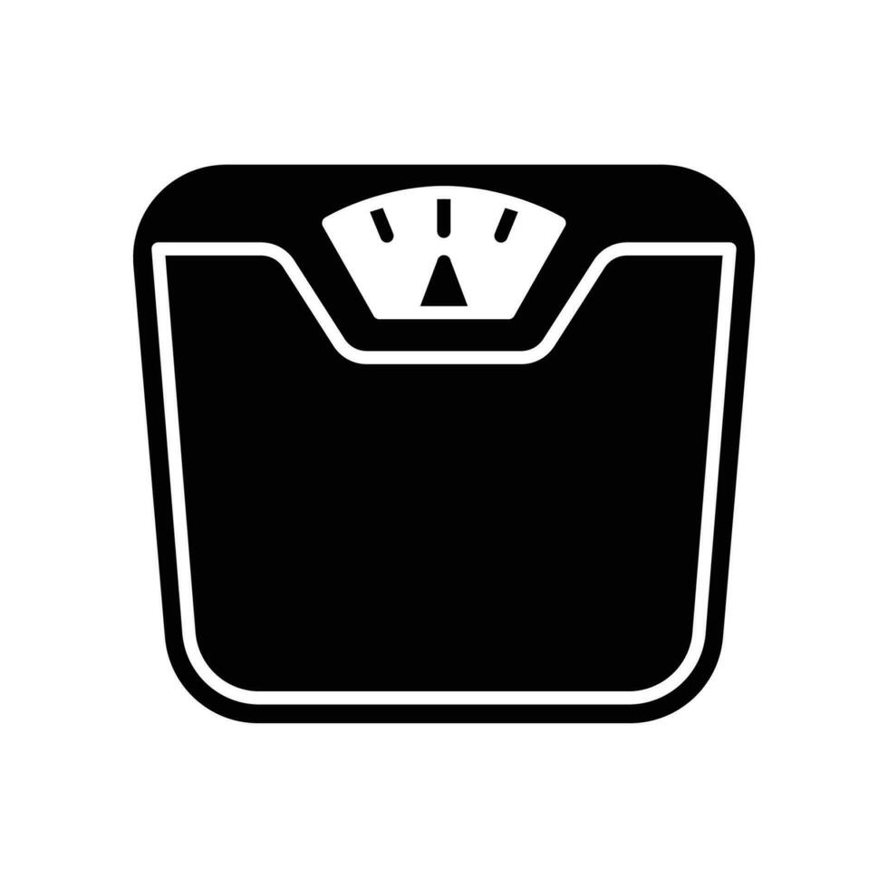 peso escala icono. baño escala para obesidad control. grasa masa dispositivo máquina logo para web y móvil símbolo. cuerpo dieta sólido estilo pictograma. vector ilustración diseño en blanco antecedentes eps 10