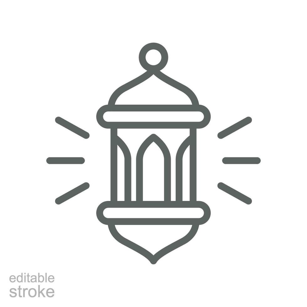 Rustic lantern light icon, muslim, arabic Ramadan decorative Lamp. Arab Islamic culture traditions, muslim holiday, Ramadan, Eid. Editable stroke. Vector illustration design on white background EPS 10