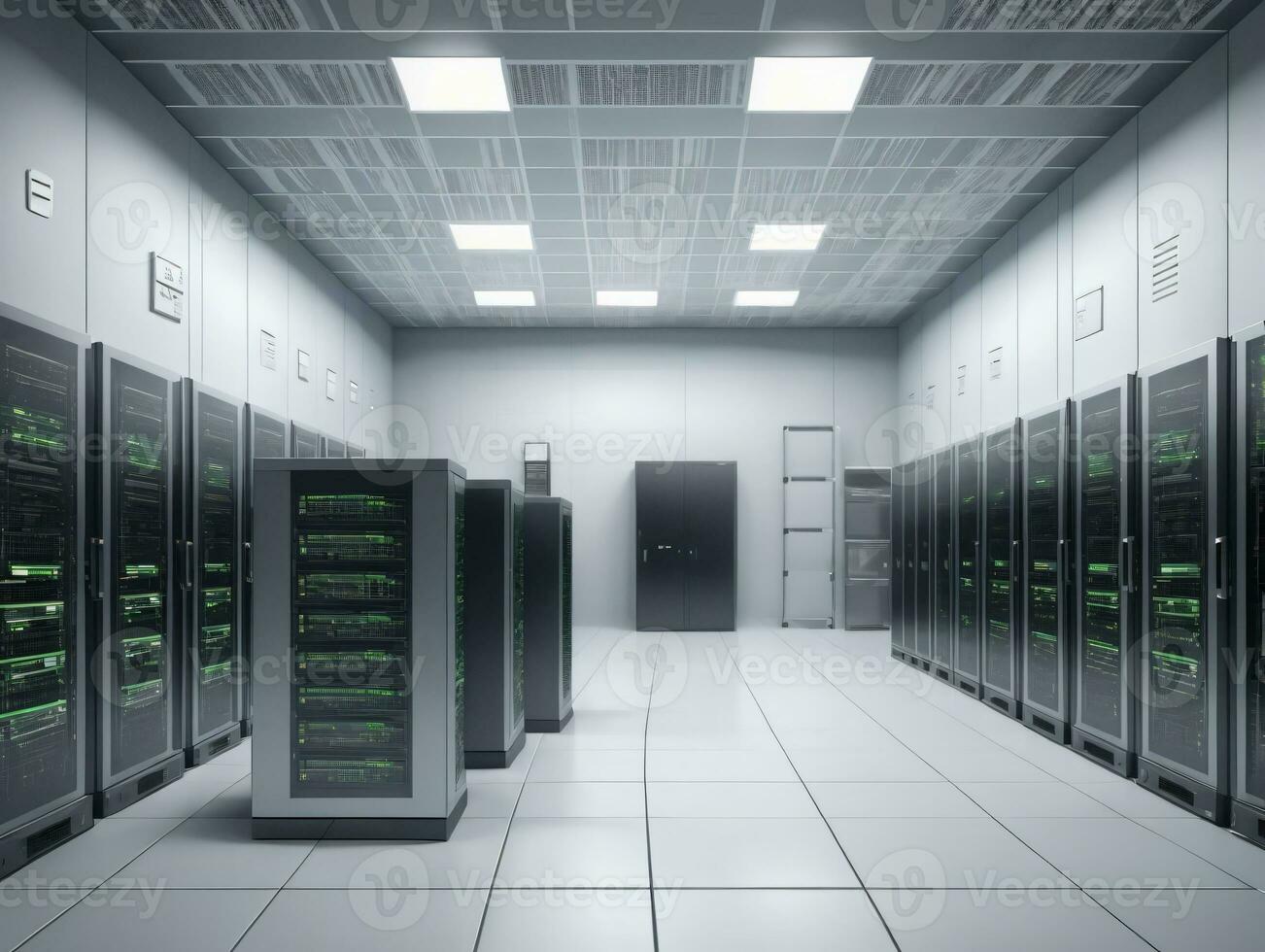 A Row Of Servers In A Server Room. AI Generated photo