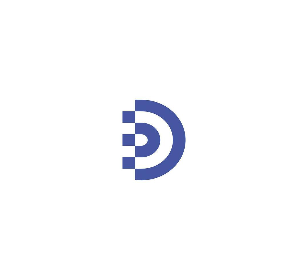D letter mark tech logo design vector
