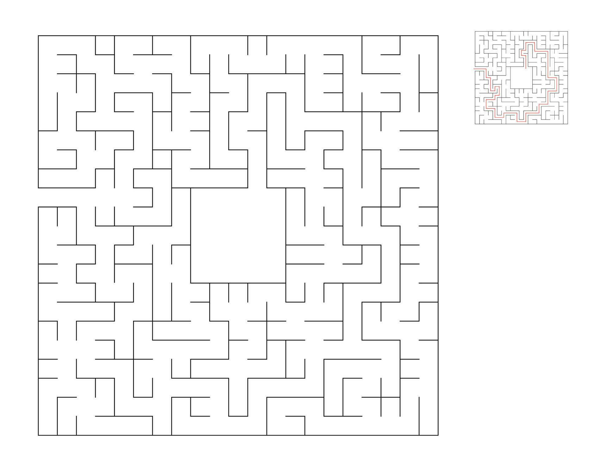 Square maze, logic game with labyrinths. maze game. A maze with answers